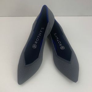 ROTHY’S The Point Cloud Grey Birdseye Pointed Toe Flats Size 8 EUC